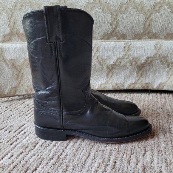 Western Heeled Cowgirl Boots Pull On Black Size 6.5 A Narrow - Picture 3 of 14